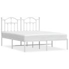 vidaXL Metal Bed Frame without Mattress with Headboard White 150x200cm