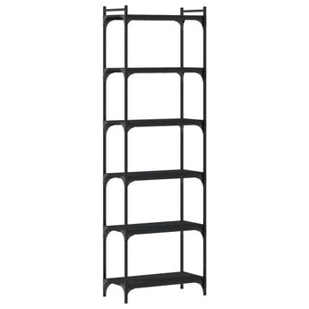 vidaXL Bookcase 6-Tier Black 23.6"x11.8"x74" Engineered Wood