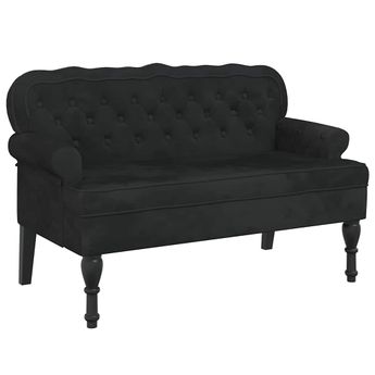 vidaXL Bench with Backrest Black 47.0x25.4x29.5" Velvet