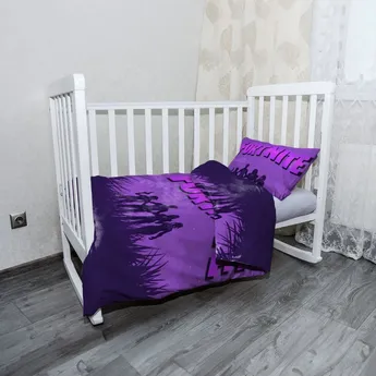 Sablio Mikroplyšové dětské povlečení do postýlky FORTNITE Fialová silueta - 100x135 / 40x60