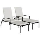 vidaXL Sun Loungers 2 pcs with Footrest PE Rattan Black