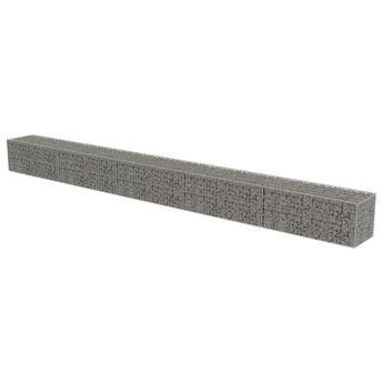 vidaXL Gabion Wall with Covers Galvanized Steel 236"x19.7"x19.7"