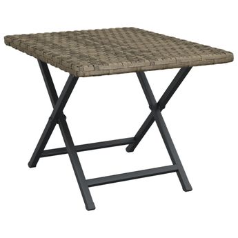 vidaXL Folding Table Gray 17.7"x13.8"x12.6" Poly Rattan