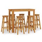 vidaXL 7 Piece Patio Bar Set Solid Wood Acacia