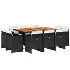 vidaXL 11 Piece Patio Dining Set with Cushions Black Poly Rattan