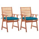 vidaXL Outdoor Dining Chairs 2 pcs with Cushions Solid Acacia Wood