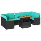 vidaXL 8 Piece Garden Sofa Set with Cushions Black Poly Rattan