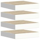 vidaXL Floating Wall Shelves 4 pcs Oak and White 23x23.5x3.8 cm MDF