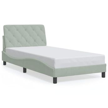 vidaXL Bed Frame without Mattress Light Gray 39.4"x79.9" Velvet