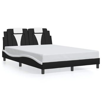 vidaXL Bed Frame "Viana" without Mattress Black and White 53.9"x74.8" Faux Leather