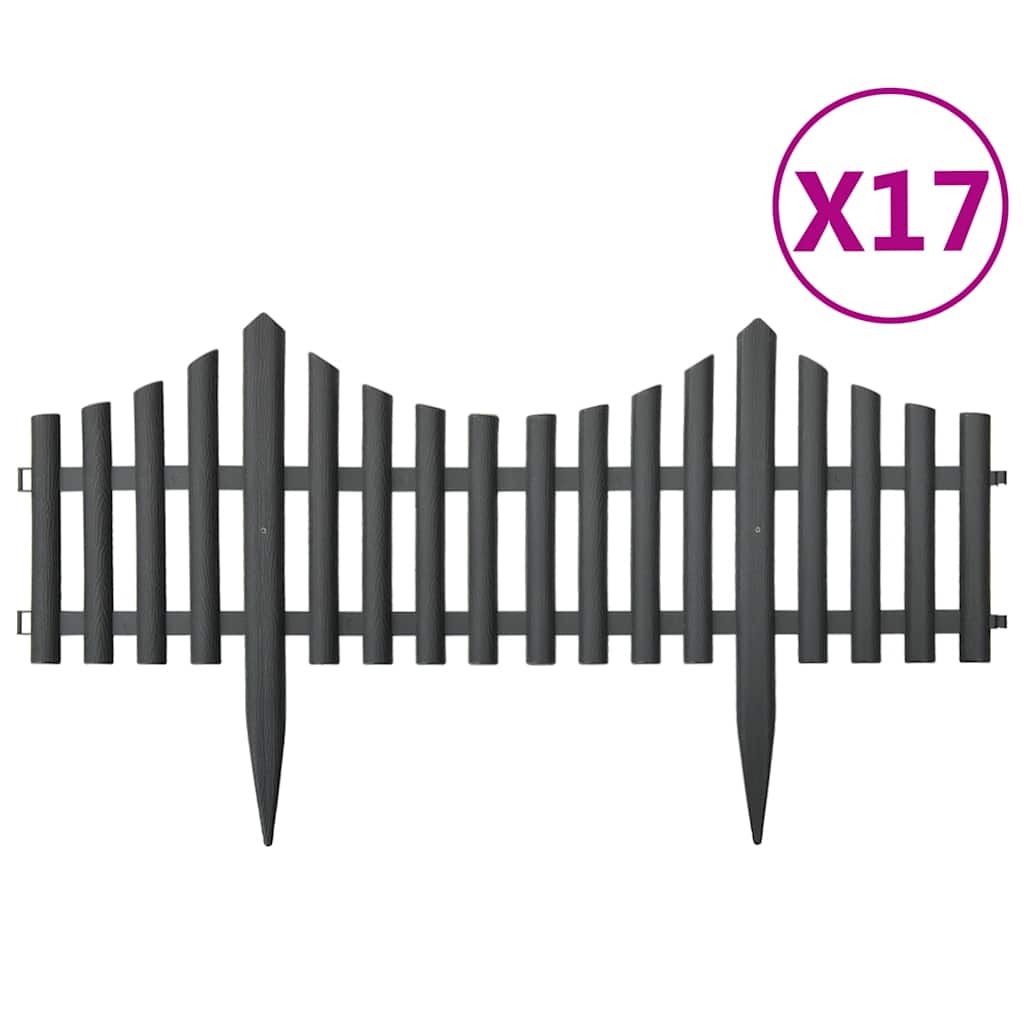 vidaXL Lawn Edgings 17 pcs Anthracite 32.8' PP