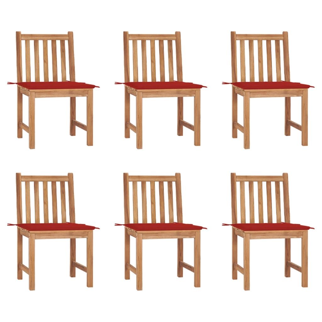 vidaXL Patio Chairs 6 pcs with Cushions Solid Teak Wood