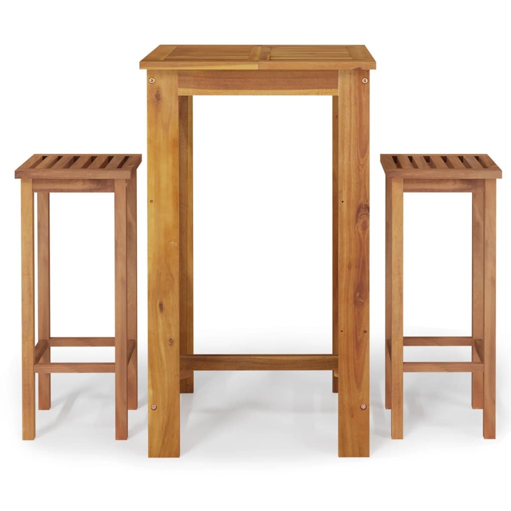 vidaXL 3 Piece Patio Bar Set Solid Wood Acacia