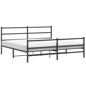 vidaXL Metal Bed Frame without Mattress with FootboardÂ Black 76"x79.9"
