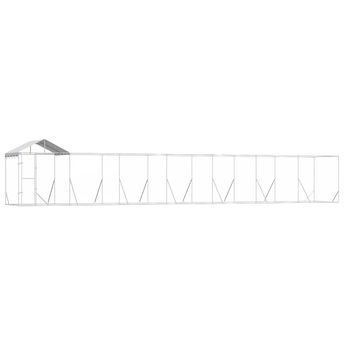 vidaXL Outdoor Dog Kennel with Roof Silver 14x2x2.5 m Galvanised Steel