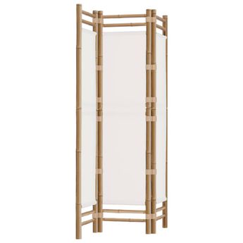 vidaXL Folding 3-Panel Room Divider 47.2" Bamboo and Canvas
