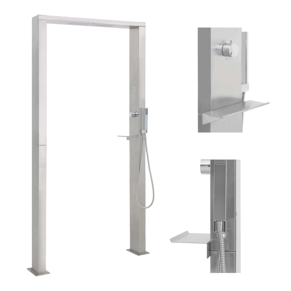 vidaXL Outdoor Shower Stainless Steel Double Jets