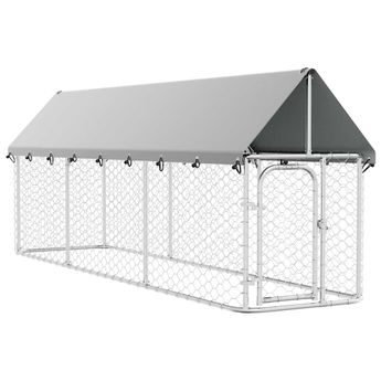 vidaXL Outdoor Dog Kennel with Roof 157.5"x39.4"x59.1"
