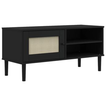 vidaXL TV Stand SENJA Rattan Look Black 41.7"x15.7"x19.3" Solid Wood Pine