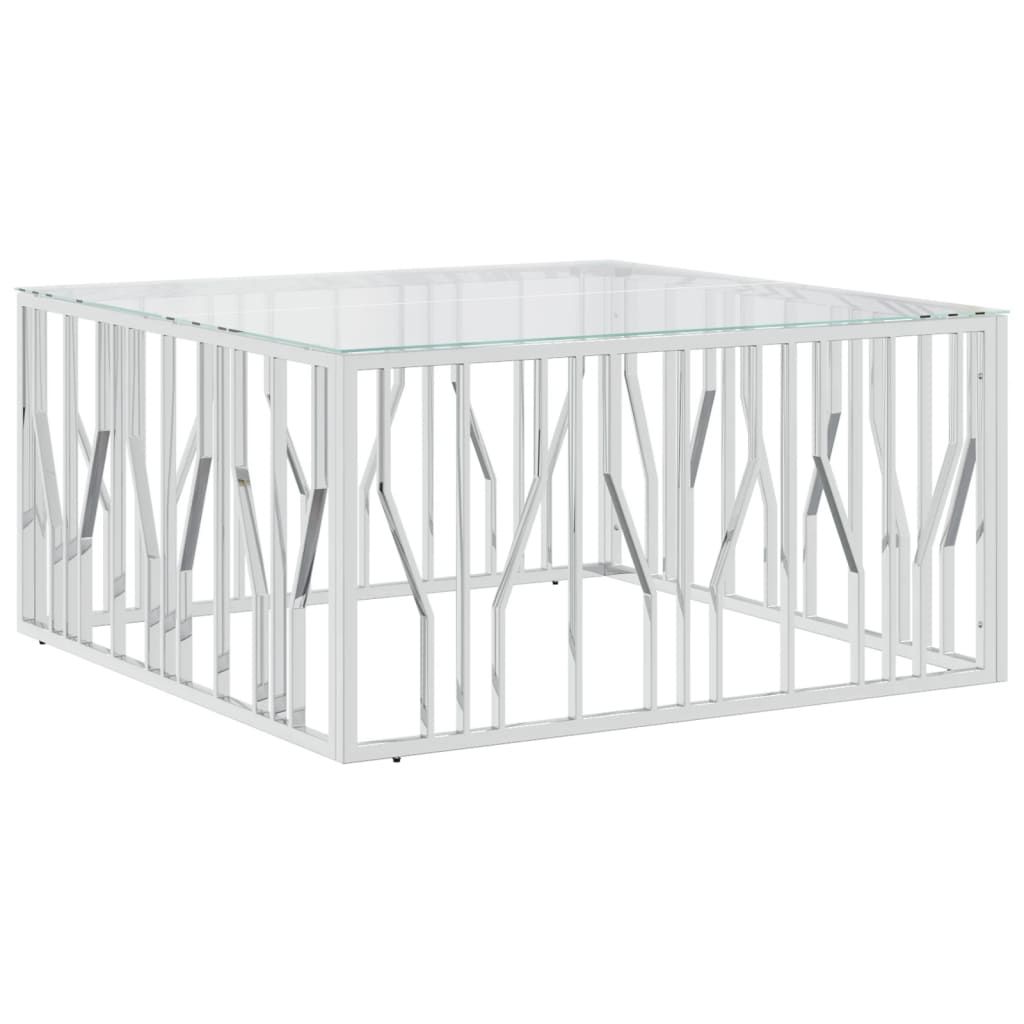 vidaXL Coffee Table 39.4"x39.4"x19.7" Stainless Steel and Glass