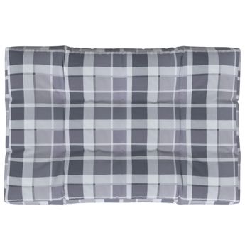 vidaXL Pallet Cushion Grey Check Pattern 120x80x12 cm Fabric