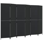 vidaXL Room Divider 6 Panels Black Poly Rattan