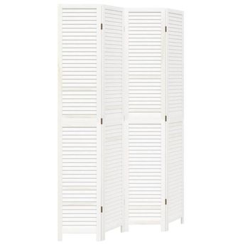 vidaXL Room Divider 4 Panels White Solid Wood Paulownia