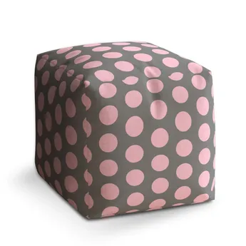 Sablio Taburet Cube Velké růžové puntíky - 60x60x60 cm