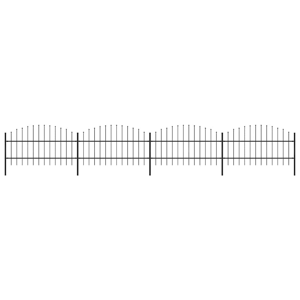 vidaXL Garden Fence with Spear Top Steel 714.5x100 cm Black