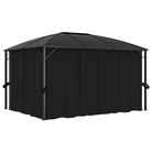 vidaXL Gazebo with Curtains 157.5"x118.1"x104.3" Anthracite