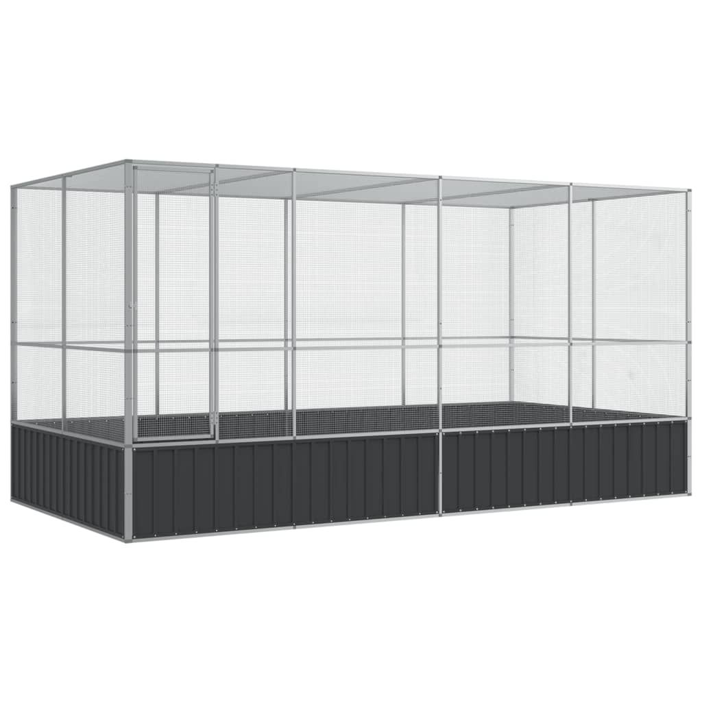 vidaXL Aviary with Extension Silver 164.6x81.5x83.5" Steel
