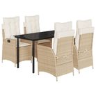 vidaXL 5 Piece Garden Dining Set with Cushions Beige Poly Rattan