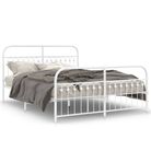 vidaXL Metal Bed Frame without Mattress with Footboard White 59.1"x78.7"