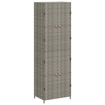 vidaXL Garden Storage Cabinet Gray 23.2"x15.7"x70.9" Poly Rattan