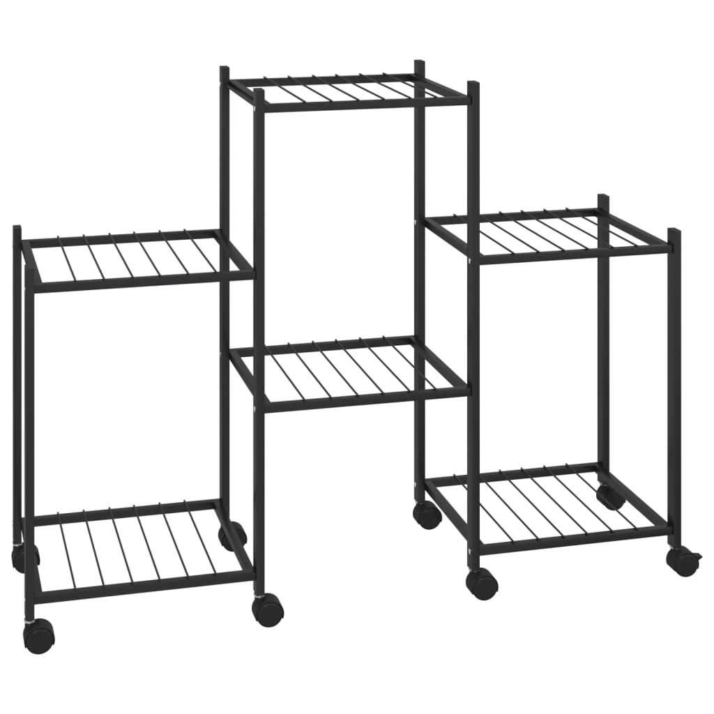 vidaXL Flower Stand with Wheels 32.7"x9.8"x25" Black Iron