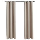 vidaXL Blackout Curtains with Rings 2 pcs Beige 37"x84" Fabric