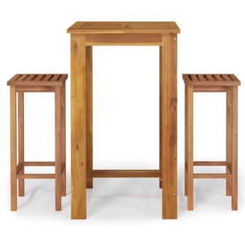 vidaXL 3 Piece Patio Bar Set Solid Wood Acacia