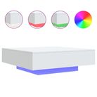 vidaXL Coffee Table with LED Lights White 39.4"x39.4"x12.2"