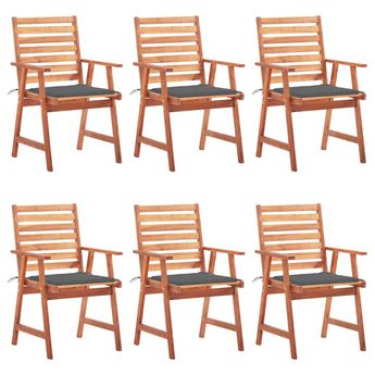 vidaXL Outdoor Dining Chairs 6 pcs with Cushions Solid Acacia Wood