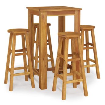 vidaXL 5 Piece Patio Bar Set Solid Wood Acacia