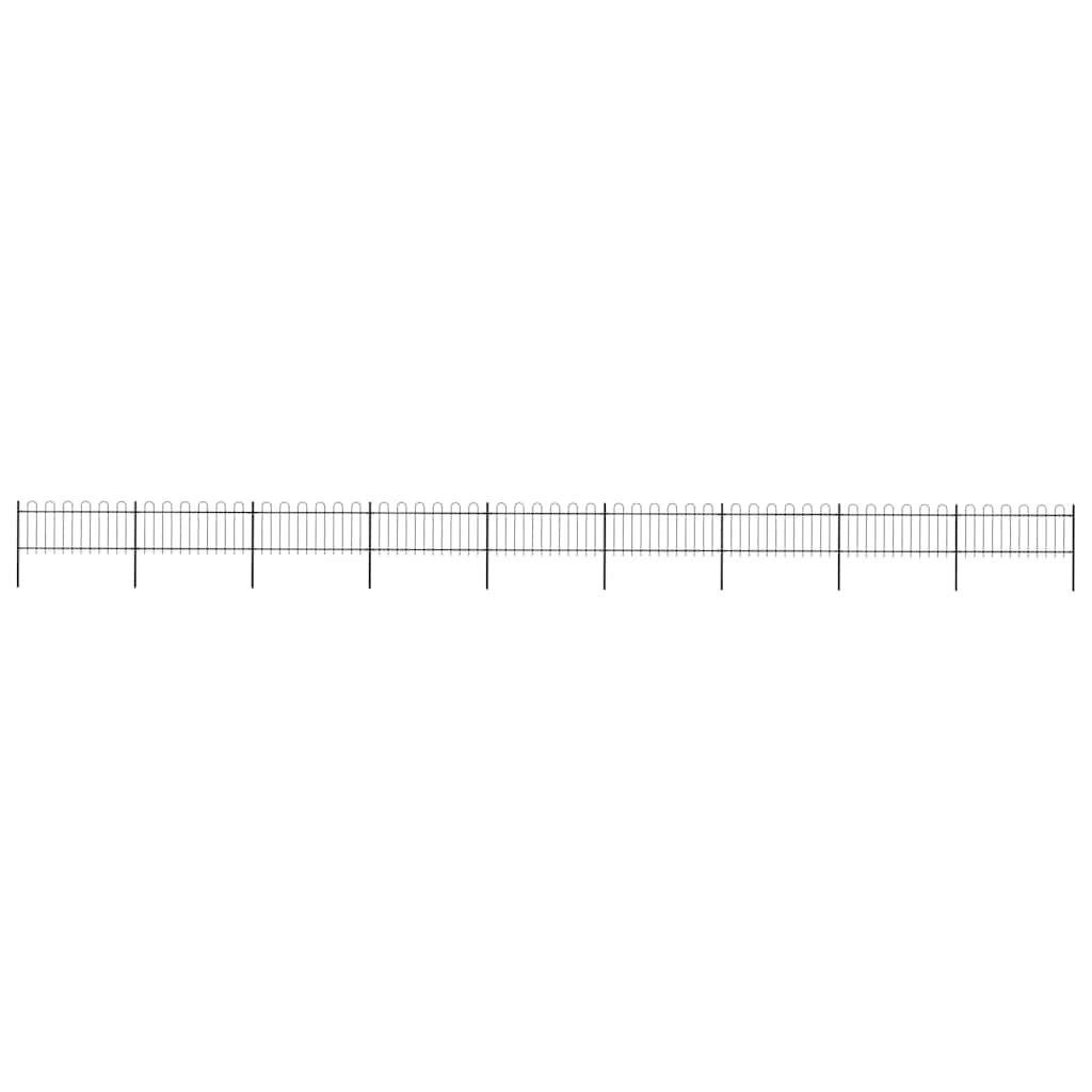 vidaXL Garden Fence with Hoop Top Steel 1603.5x80 cm Black
