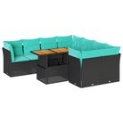 vidaXL 9 Piece Garden Sofa Set with Cushions Black Poly Rattan