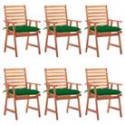 vidaXL Outdoor Dining Chairs 6 pcs with Cushions Solid Acacia Wood