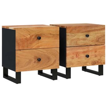 vidaXL Bedside Cabinets 2 pcs 15.7"x13"x18.1" Solid Wood Acacia