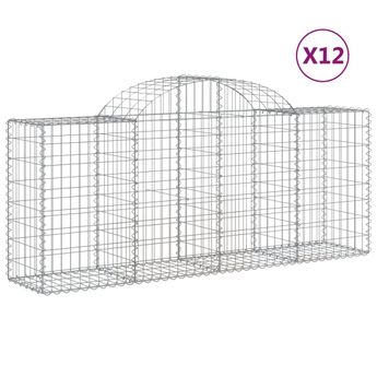 vidaXL Arched Gabion Baskets 12 pcs 200x50x80/100 cm Galvanised Iron
