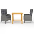 vidaXL 3 Piece Garden Dining Set Grey