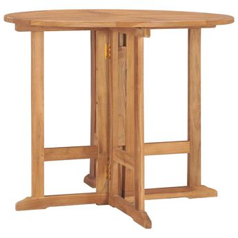vidaXL Folding Patio Dining Table Ã35.4"x29.5" Solid Teak Wood