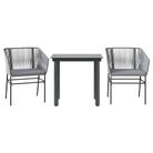 vidaXL 3 Piece Garden Dining Set with Cushions Grey Poly Rattan Glass