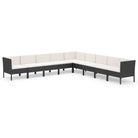 vidaXL 9 Piece Garden Lounge Set with Cushions Poly Rattan Black