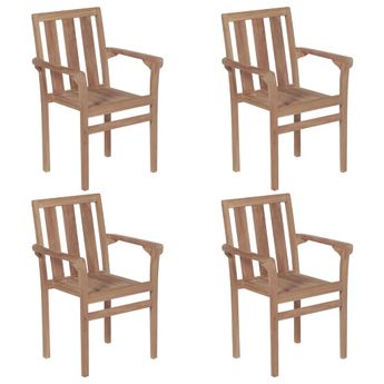 vidaXL Stackable Garden Chairs 4 pcs Solid Teak Wood
